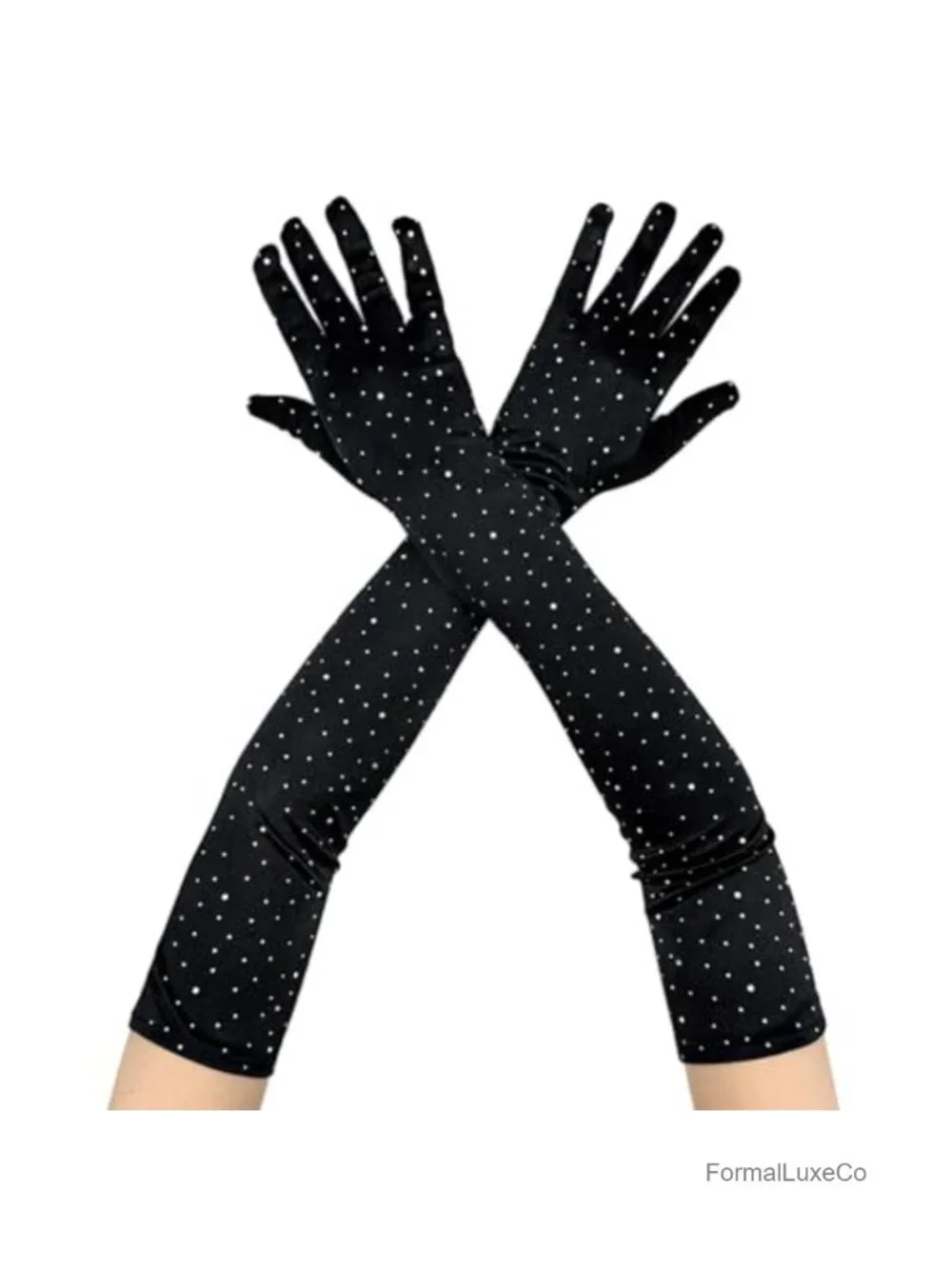 Long Elbow Gloves Retro Shiny Sequin Stretchy Opera Party Gloves Evening